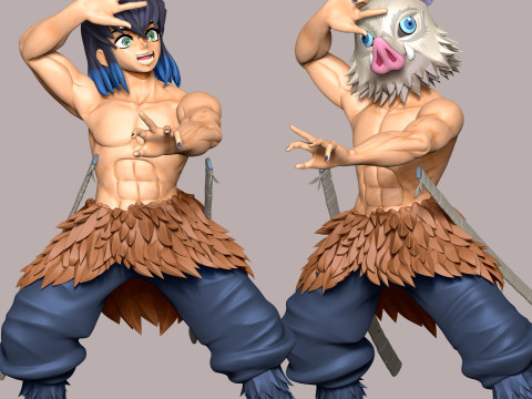 Inosuke Hashibira Boar Face Mask 3D 打印模型