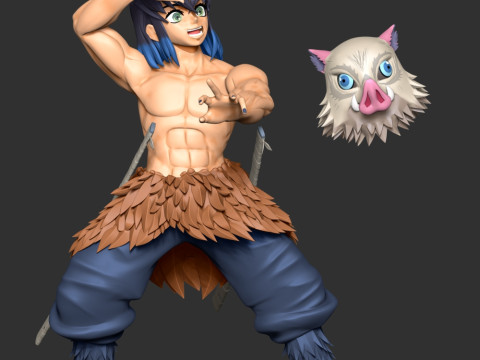 Inosuke Hashibira Boar Face Mask 3D 打印模型