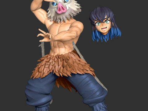 Inosuke Hashibira Boar Face Mask 3D 打印模型