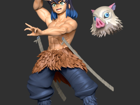 Inosuke Hashibira Boar Face Mask 3D 打印模型