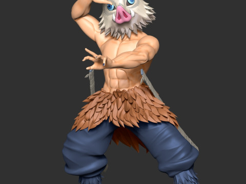 Inosuke Hashibira Boar Face Mask 3D 打印模型