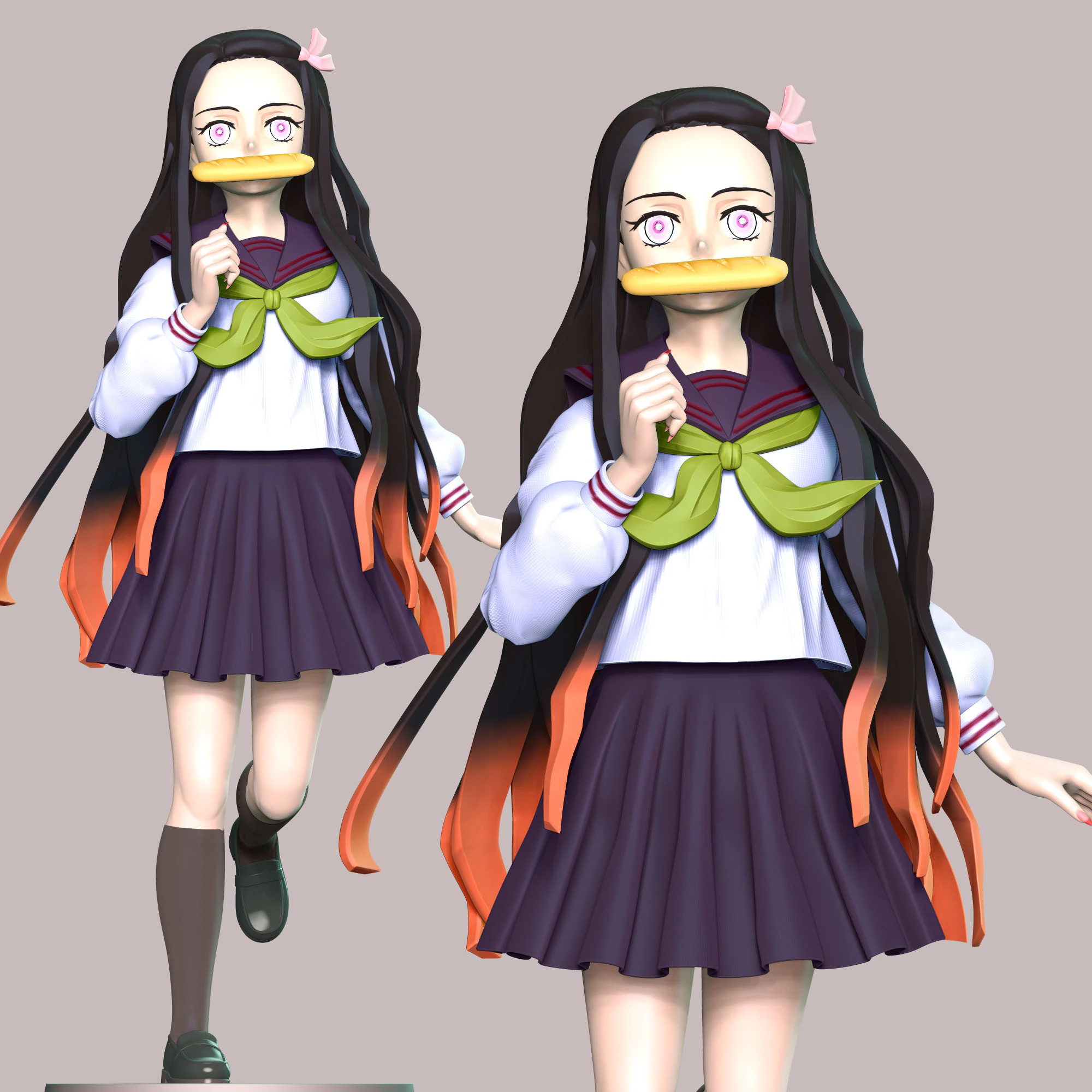 Demon Slayer - Academy Nezuko 3D Print Model .c4d .max .obj .3ds .fbx .stl .blend