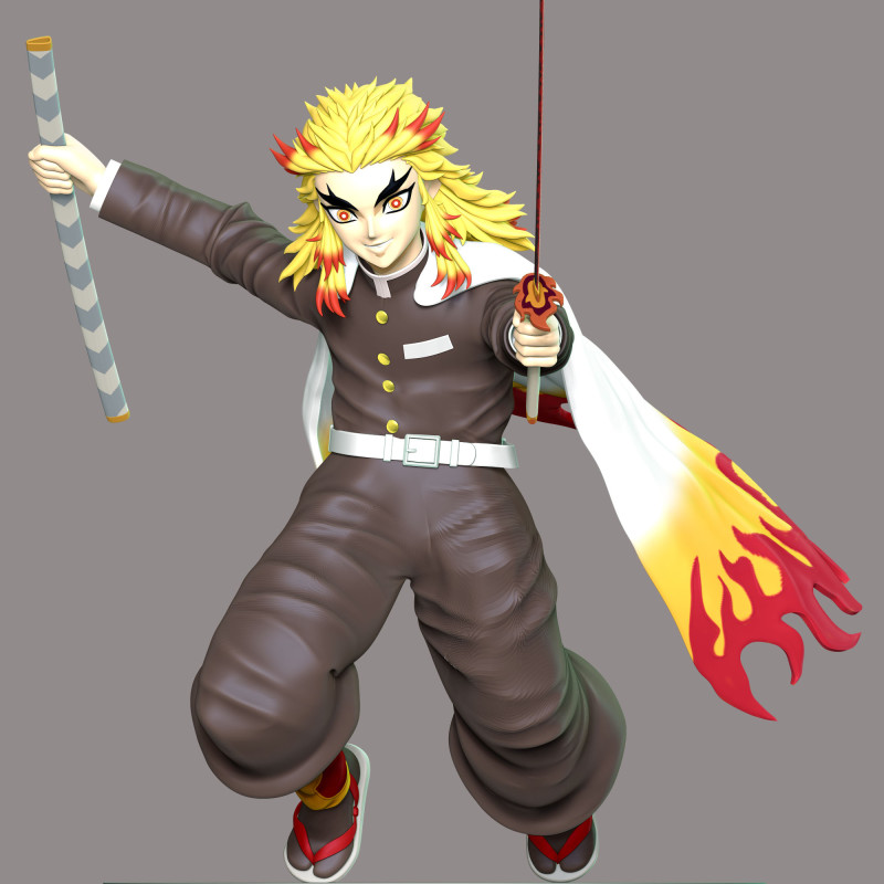 Kyojuro Rengoku - Kimetsu no Yaiba 3D 프린트 모델 .c4d .max .obj .3ds .fbx .stl .blend 