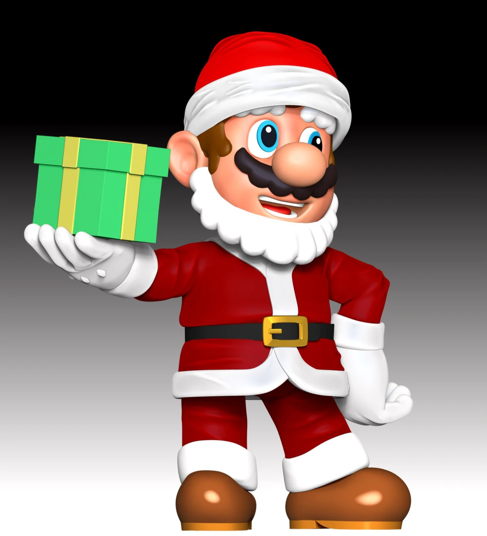 Mario Santa - Merry Christmas 3D Print Model .c4d .max .obj .3ds .fbx .stl .blend 