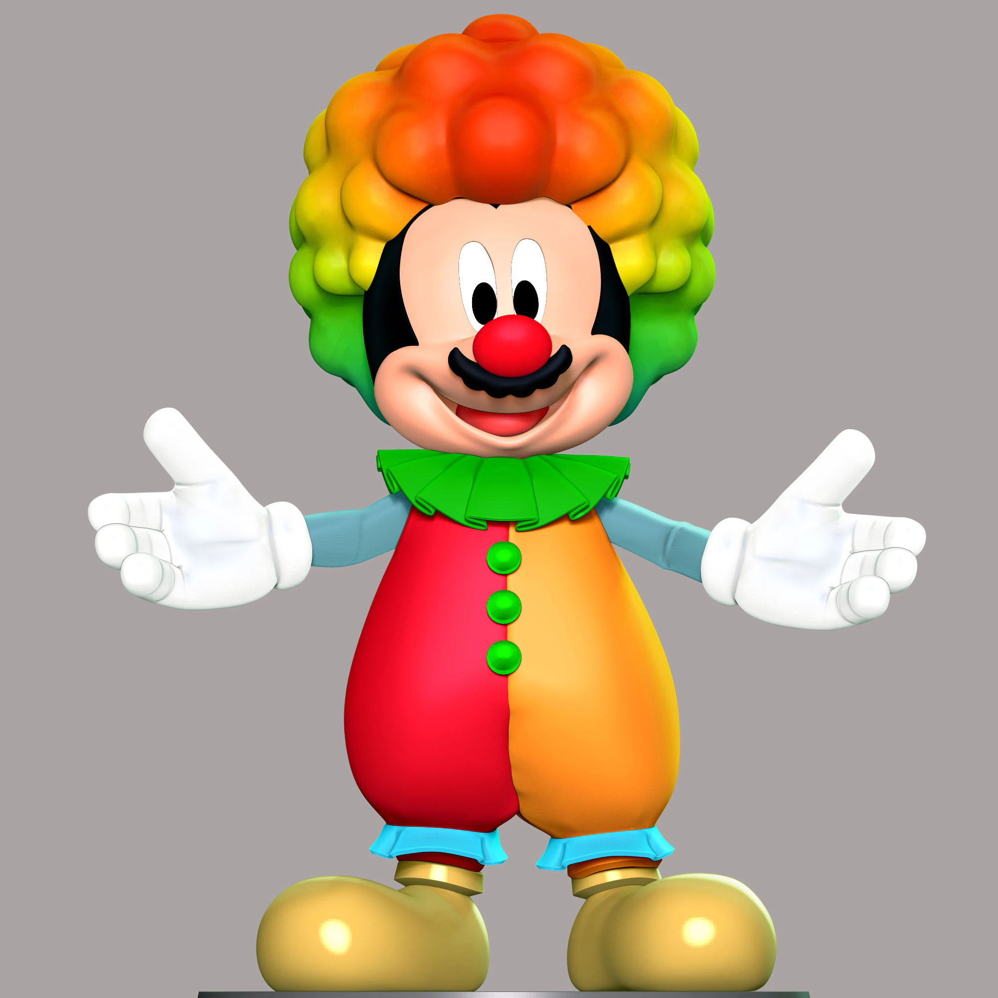 Mickey Mouse Clown 3D Print Model .c4d .max .obj .3ds .fbx .stl .blend 