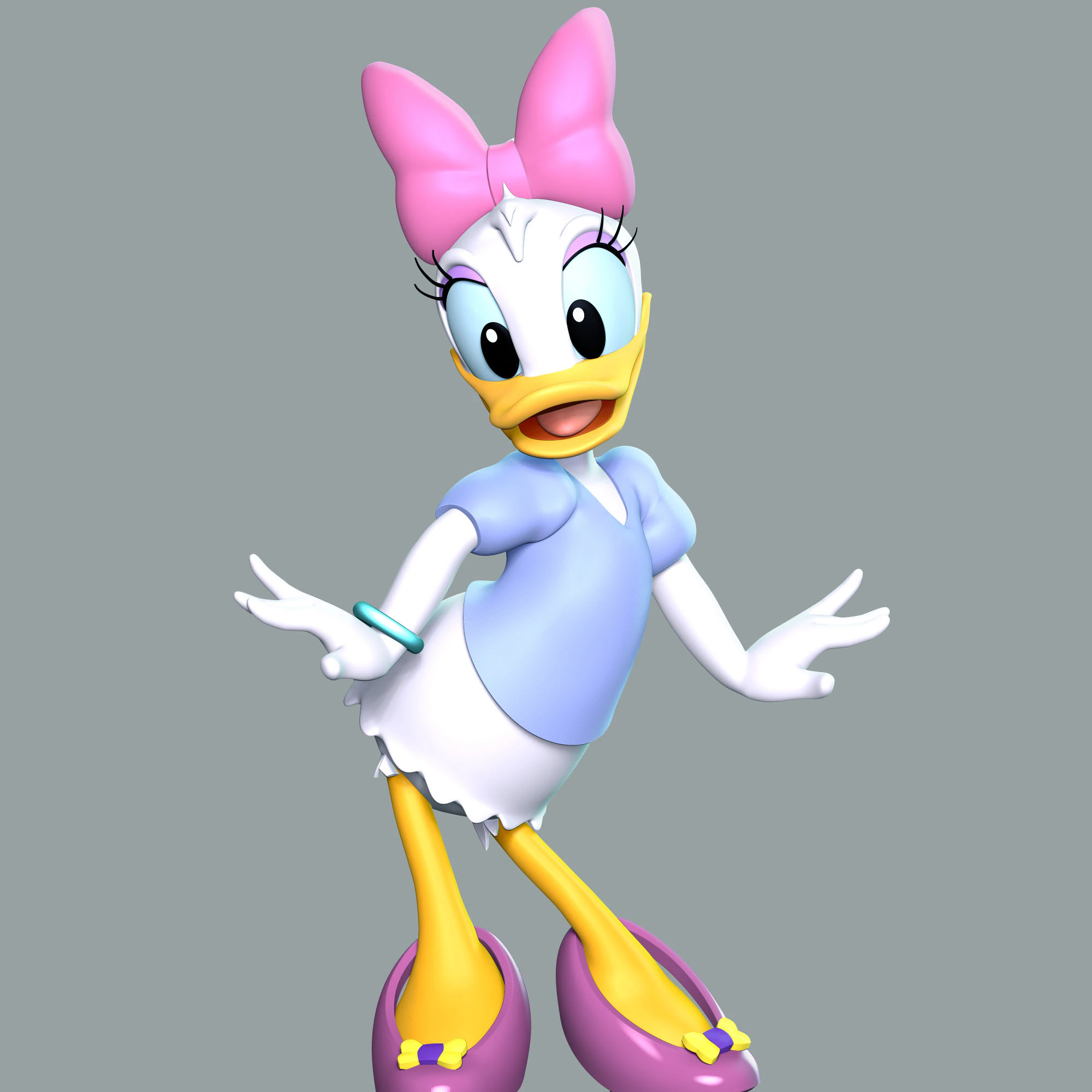 Daisy Duck 3D Print Model .c4d .max .obj .3ds .fbx .stl .blend 