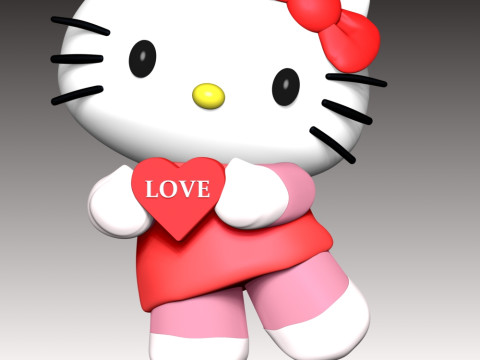 Hello Kitty Fan Art Model Cetak 3D