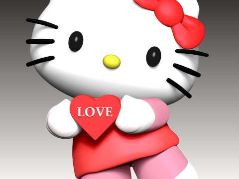 Hello Kitty Fan Art Model Cetak 3D