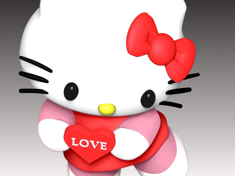 Hello Kitty Fan Art Model Cetak 3D