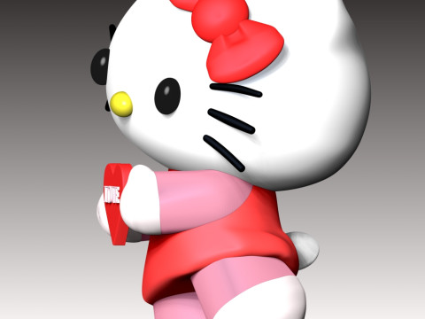 Hello Kitty Fan Art Model Cetak 3D
