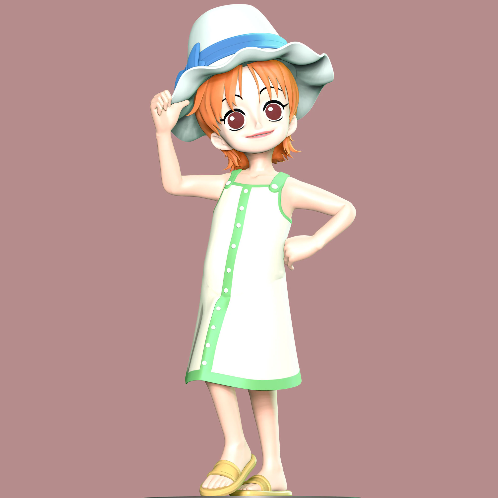 Kid Nami - One Piece 3D Print Model .c4d .max .obj .3ds .fbx .stl .blend 