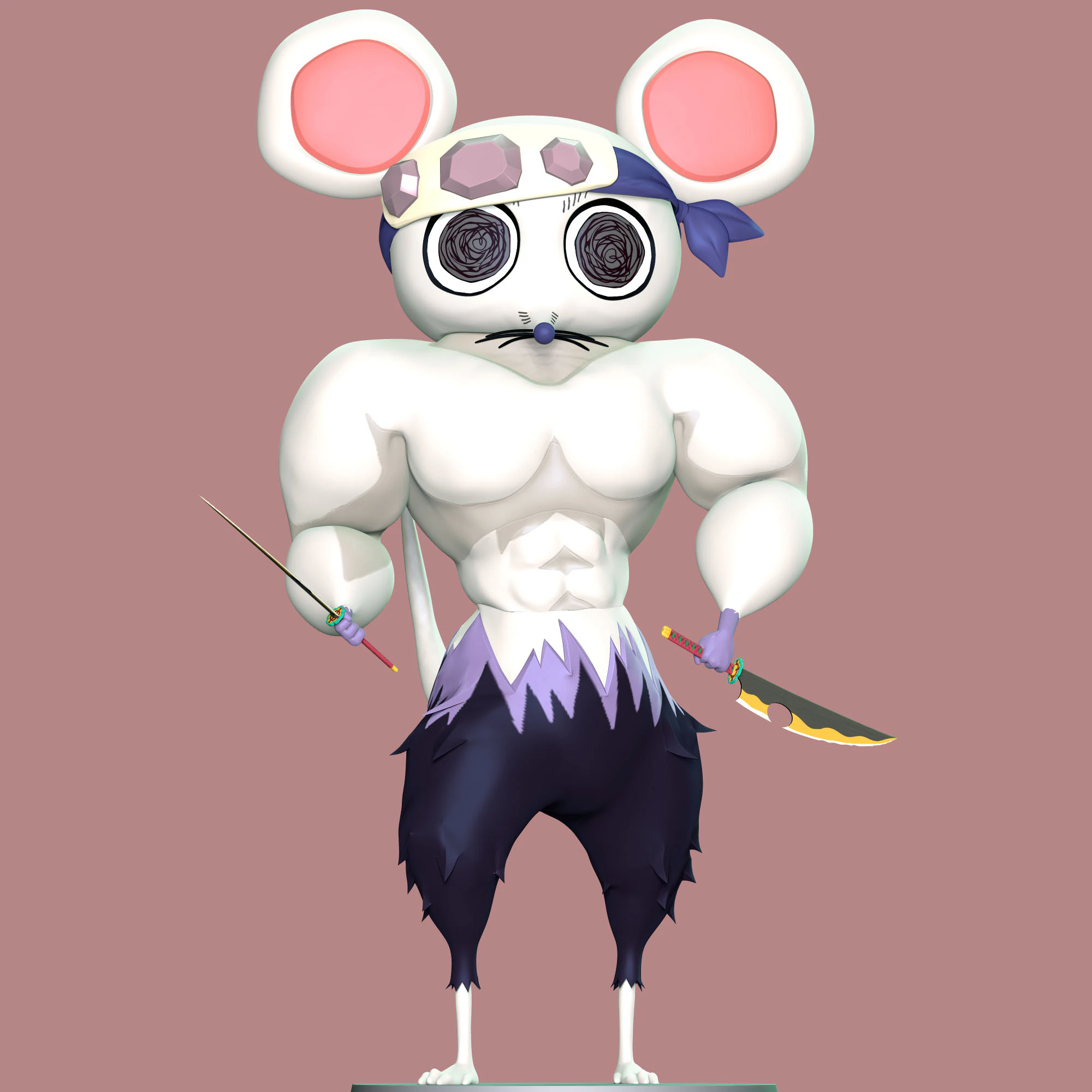Ninju Muscle Mice - Demon Slayer 3D Print Model .c4d .max .obj .3ds .fbx .stl .blend 