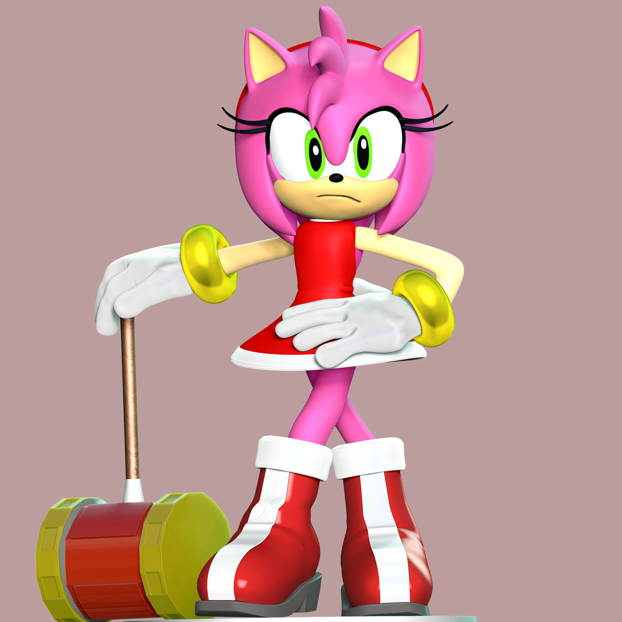 Amy Rose The Hedgehog 3 Fan Art 3D Print Model .c4d .max .obj .3ds .fbx .stl .blend 