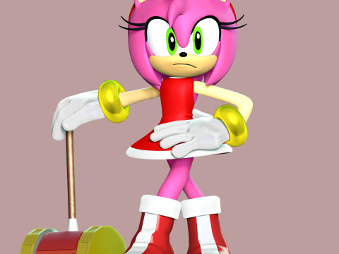 Amy Rose The Hedgehog 3 Fan Art 3D Print Model