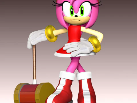 Amy Rose The Hedgehog 3 Fan Art 3D Print Model