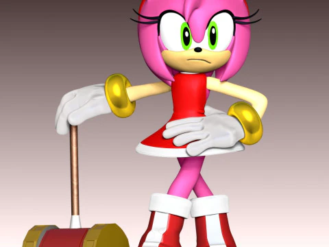 Amy Rose The Hedgehog 3 Fan Art 3D Print Model