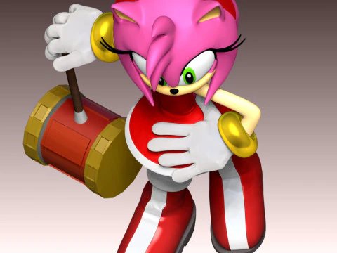 Amy Rose The Hedgehog 3 Fan Art 3D Print Model