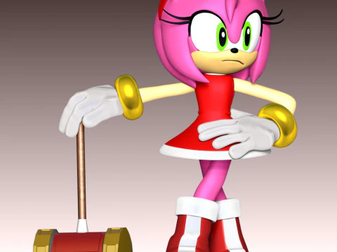 Amy Rose The Hedgehog 3 Fan Art 3D Print Model