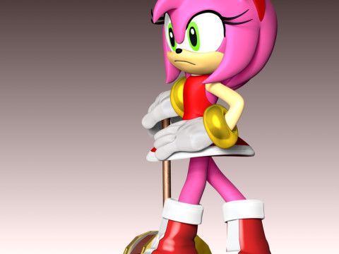 Amy Rose The Hedgehog 3 Fan Art Modelo de impresión 3D