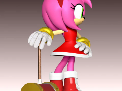 Amy Rose The Hedgehog 3 Fan Art 3D Print Model
