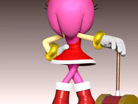Amy Rose The Hedgehog 3 Fan Art 3D Print Model