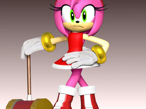 Amy Rose The Hedgehog 3 Fan Art 3D Print Model