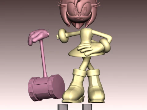Amy Rose The Hedgehog 3 Fan Art 3D Print Model