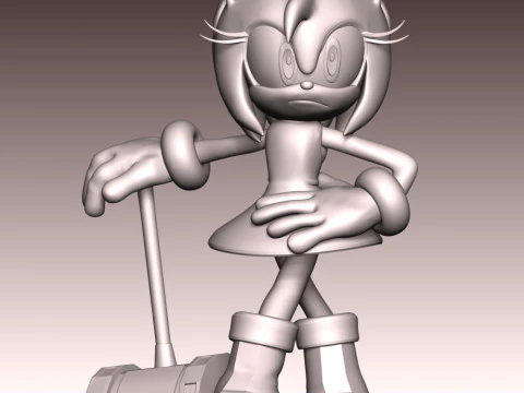 Amy Rose The Hedgehog 3 Fan Art 3D Print Model
