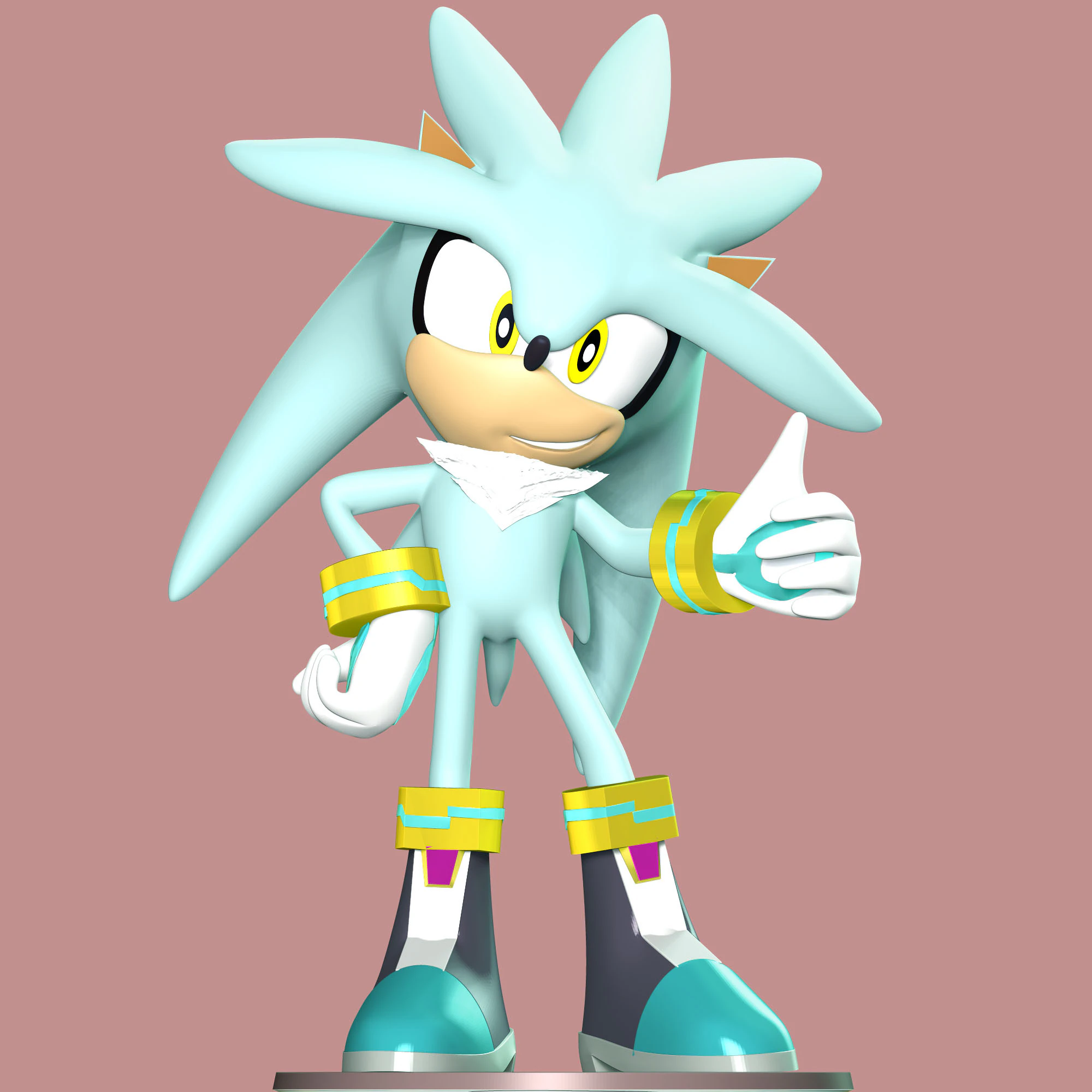 Silver The Hedgehog 3D Print Model .c4d .max .obj .3ds .fbx .stl .blend 