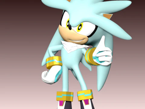 Silver The Hedgehog 3D Print Model