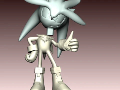 Silver The Hedgehog 3D Print Model