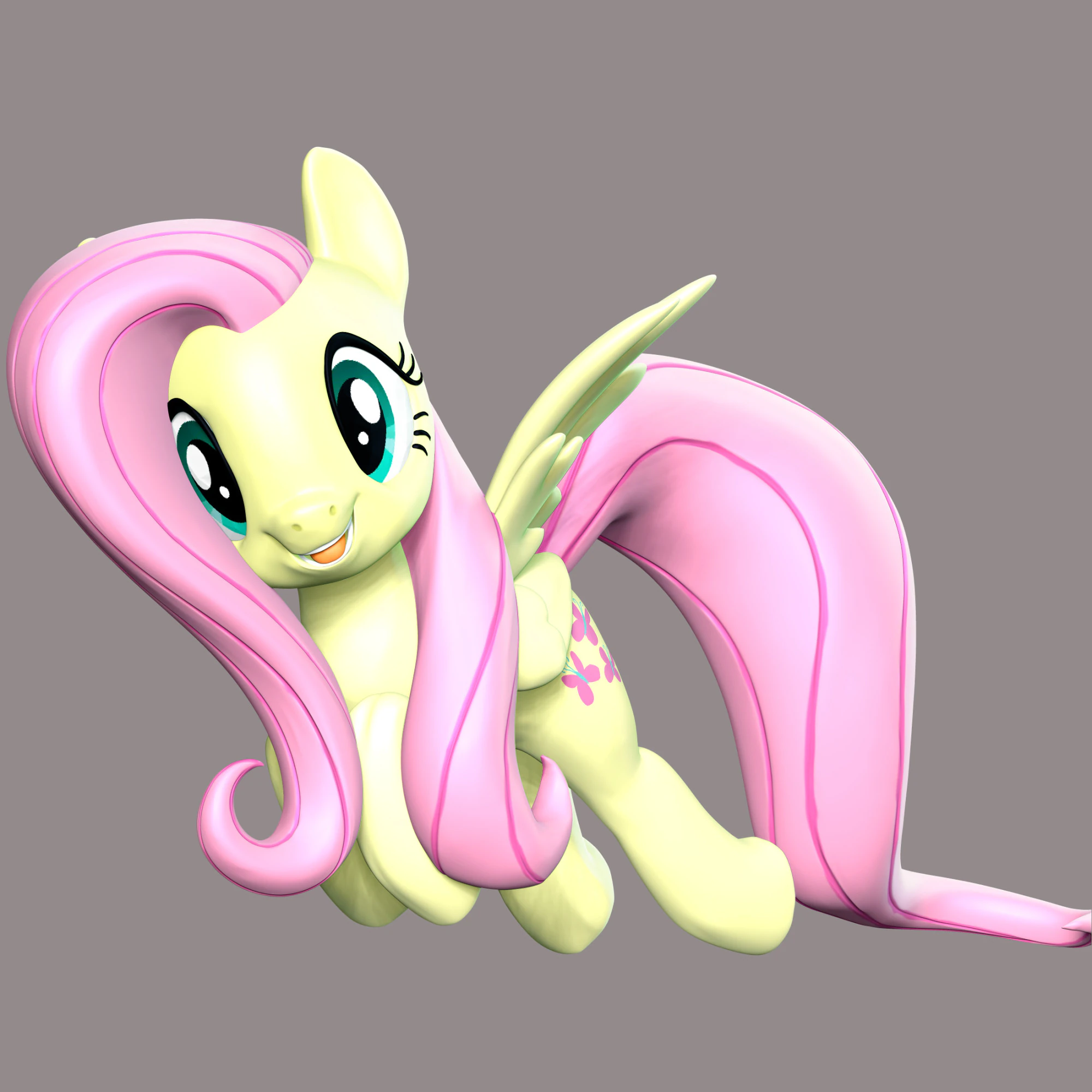 Fluttershy Fan Art 3D Print Model .c4d .max .obj .3ds .fbx .stl .blend 
