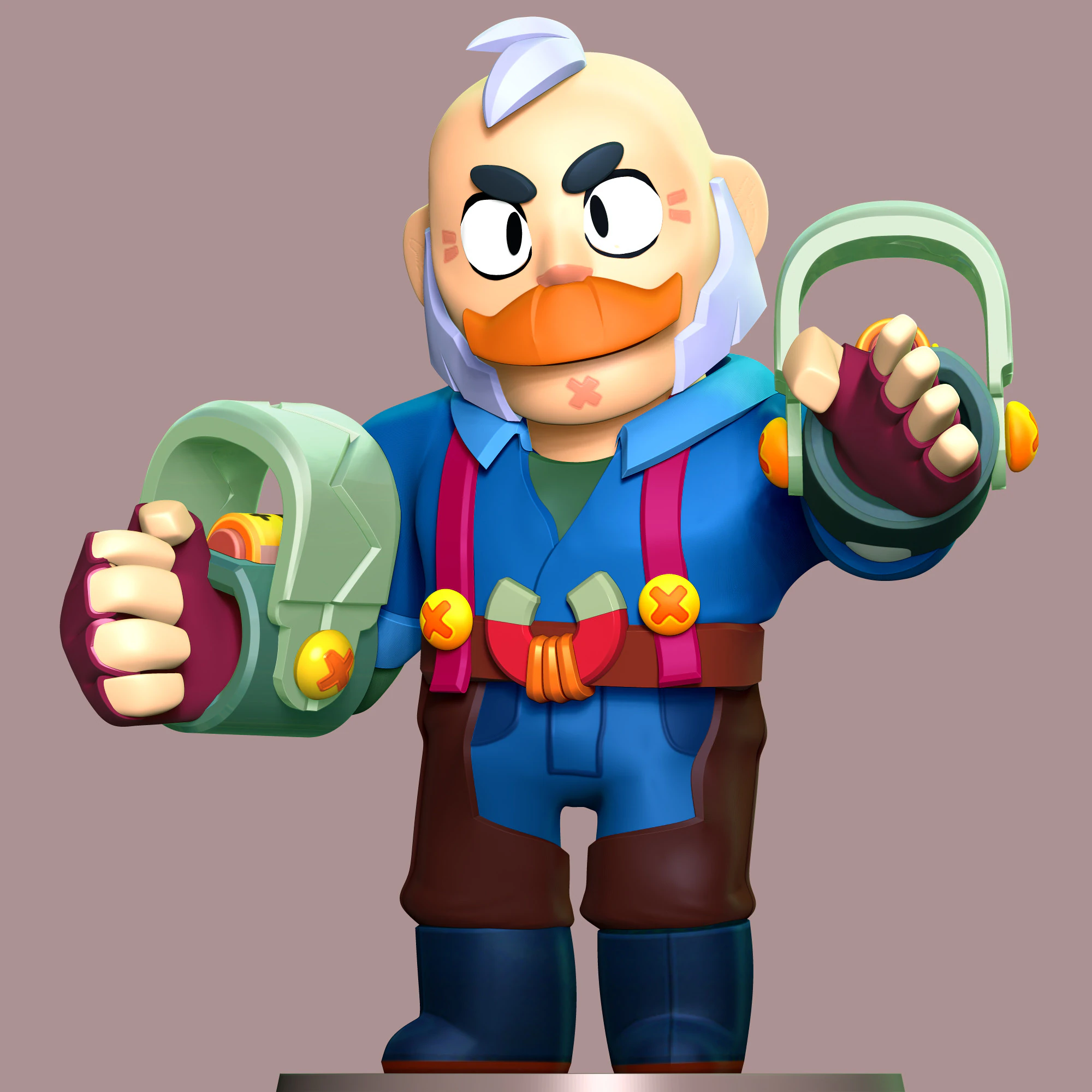 Sam - Brawl Stars 3D Print Model .c4d .max .obj .3ds .fbx .stl .blend 