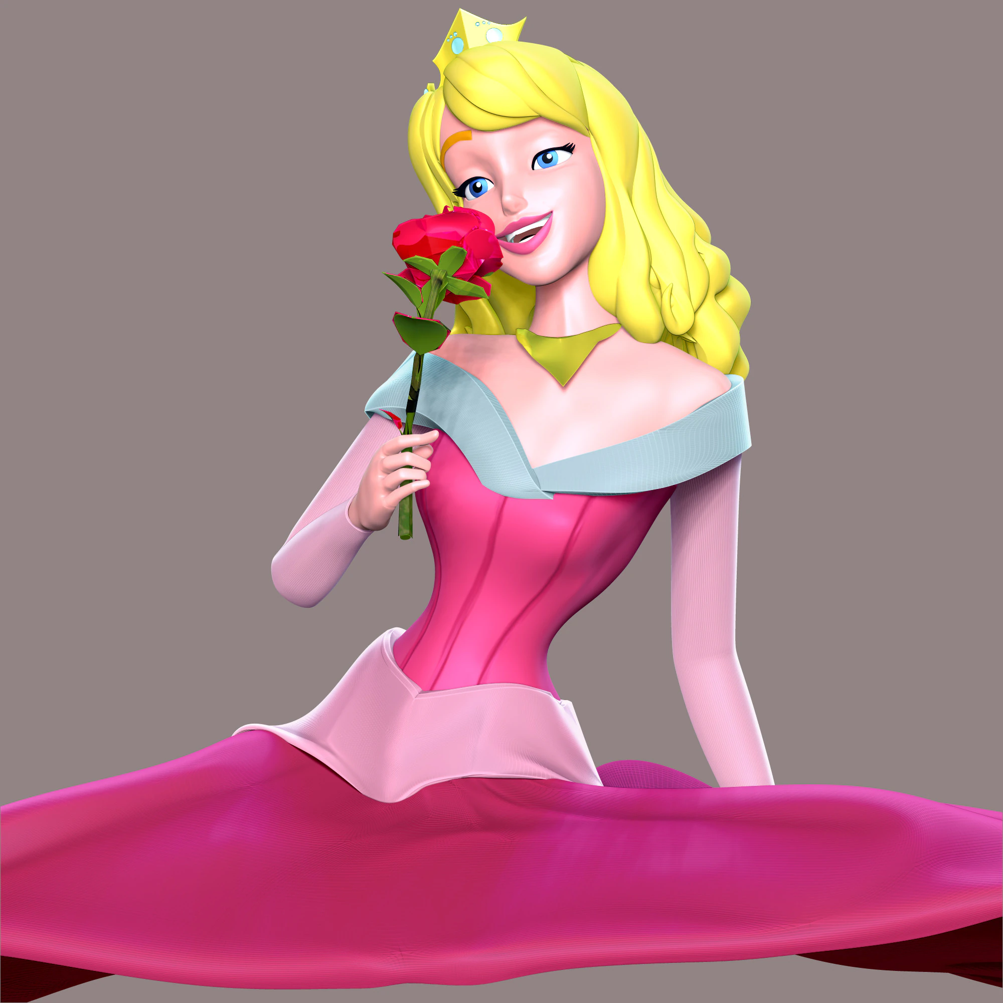 Princess Aurora 3D Print Model .c4d .max .obj .3ds .fbx .stl .blend 