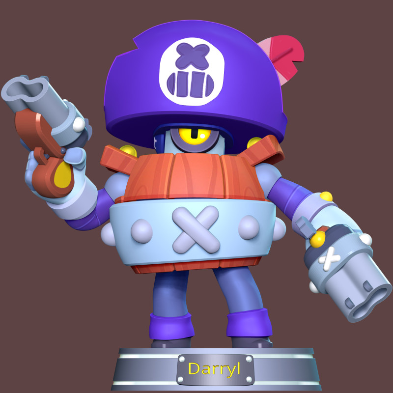 대릴 - 브롤스타즈 3D 프린트 모델 .c4d .max .obj .3ds .fbx .stl .blend