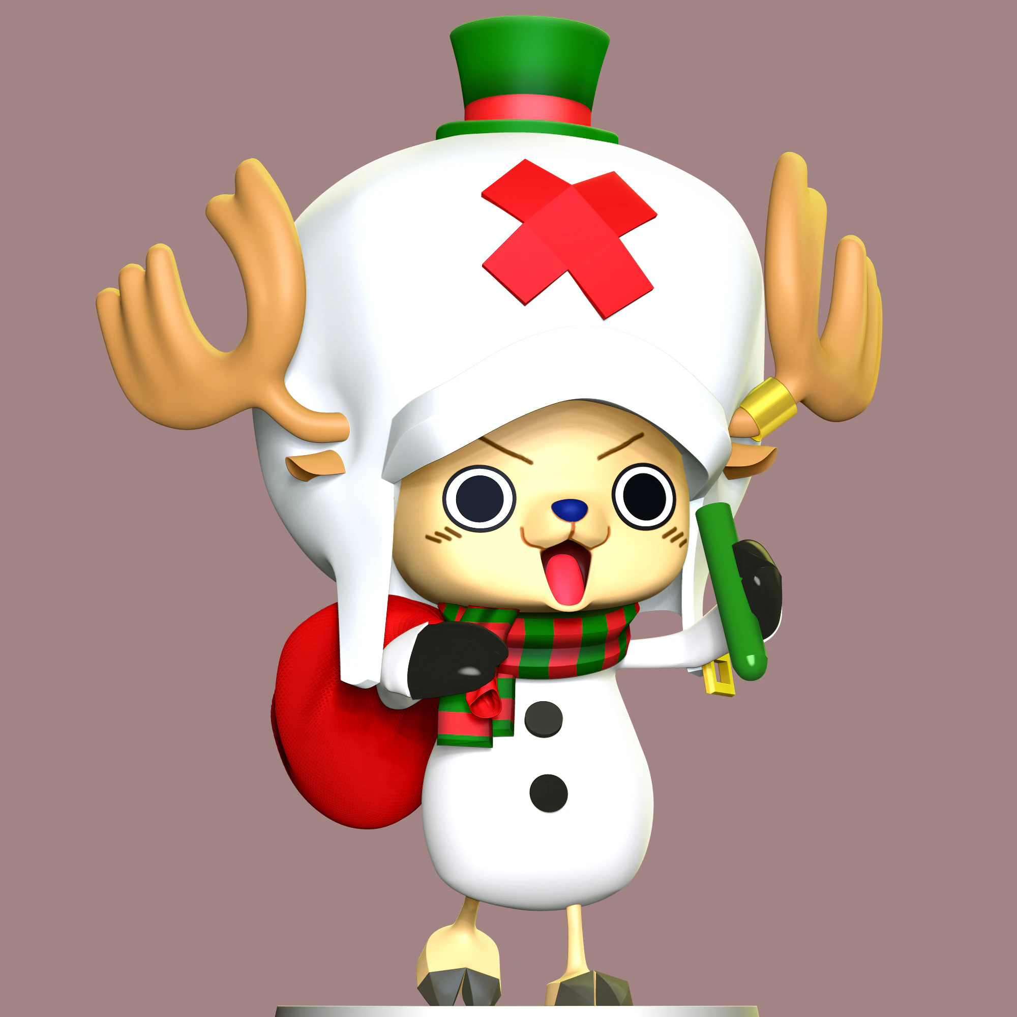 Tony Tony Chopper XMas 3D Print Model .c4d .max .obj .3ds .fbx .stl .blend 