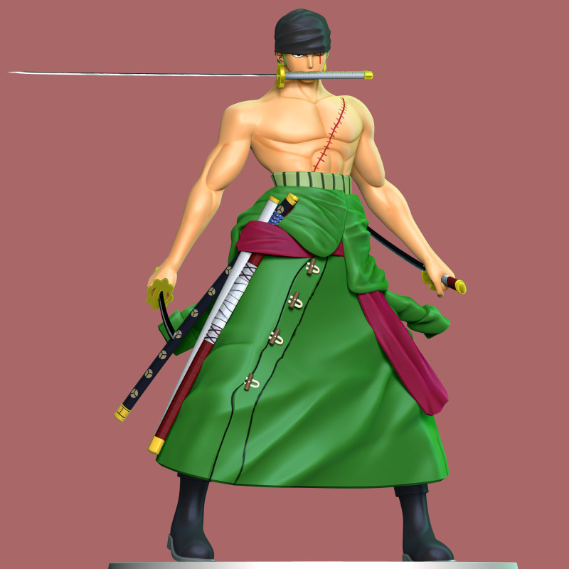 Zoro One Piece Fan Art 3D Print Model .c4d .max .obj .3ds .fbx .stl .blend 