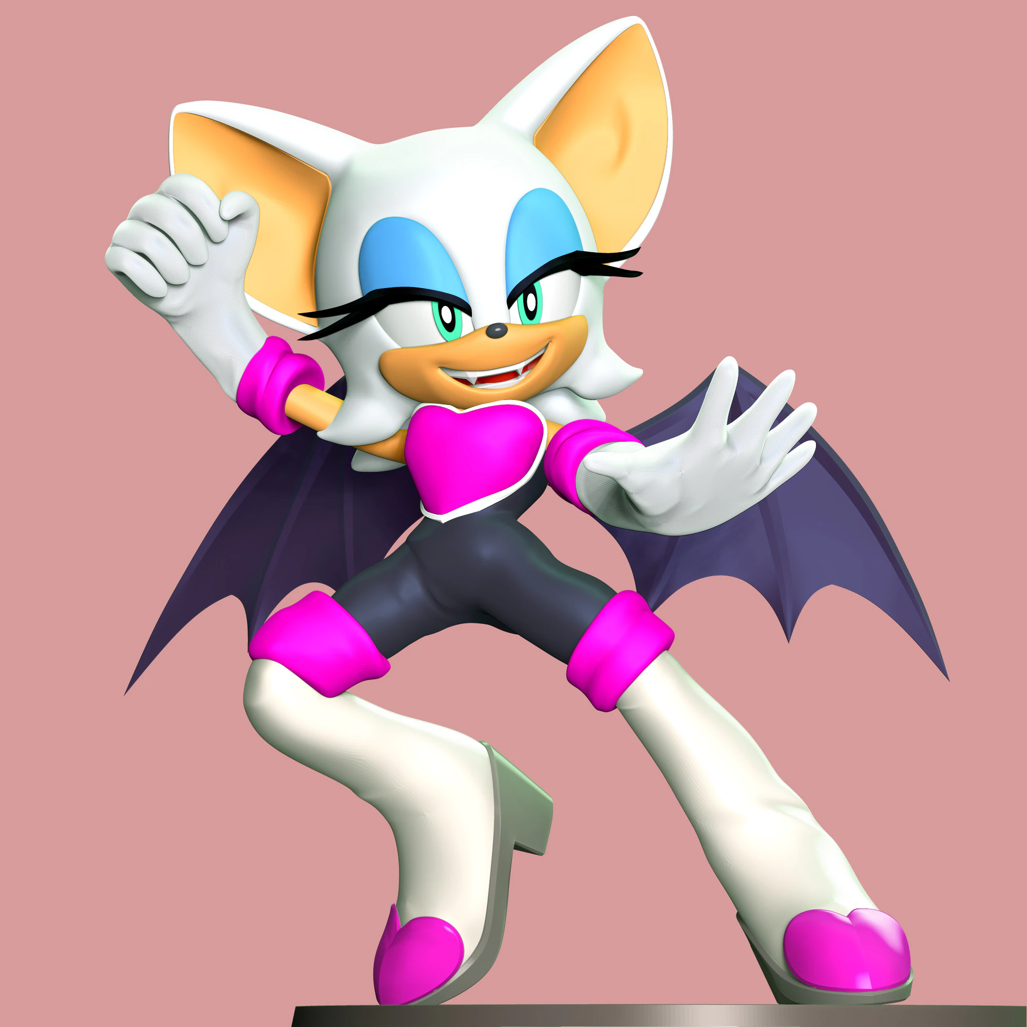 Rouge The Bat &ndash; Sonic The Hedgehog 3D Druckmodell .c4d .max .obj .3ds .fbx .stl .blend 