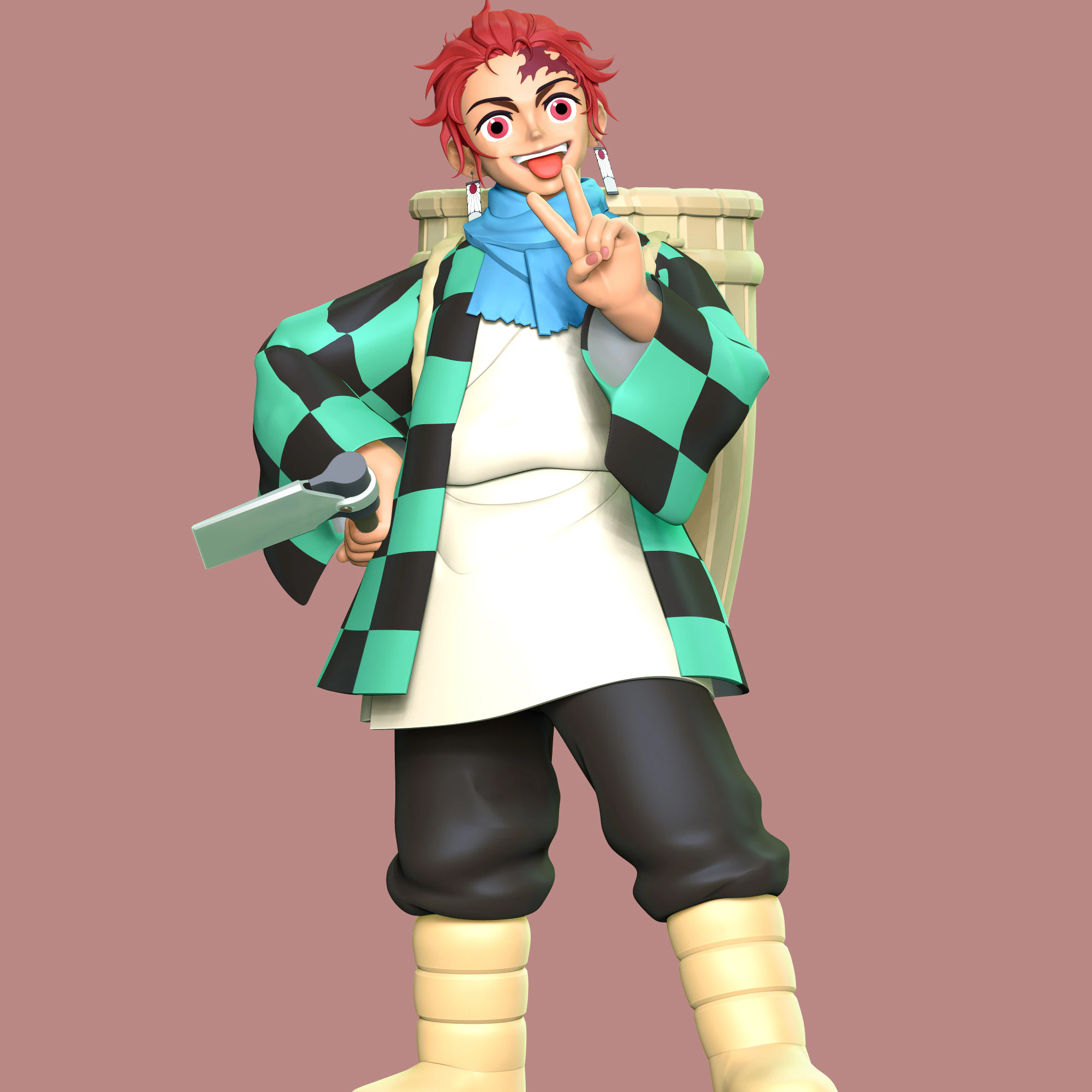 Tanjiro Kamado 3D Print Model .c4d .max .obj .3ds .fbx .stl .blend