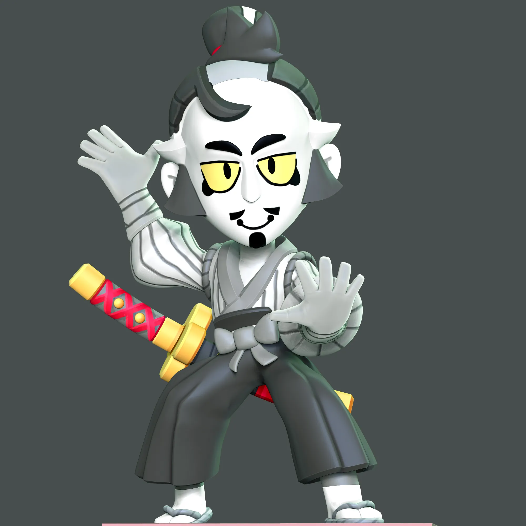Gray Samurai - Brawl Stars 3D Print Model .c4d .max .obj .3ds .fbx .stl .blend 
