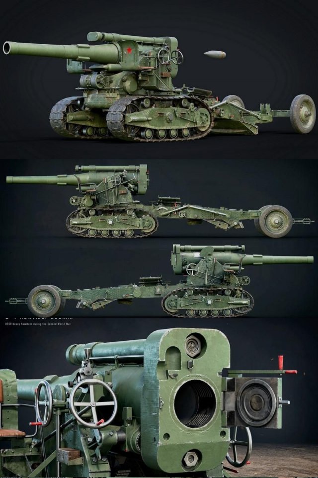 B-4 Howitzer 3D 模型 .c4d .max .obj .3ds .fbx .stl .blend 