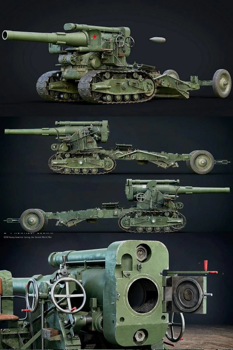 B-4 Howitzer 3D Model .c4d .max .obj .3ds .fbx .stl .blend 