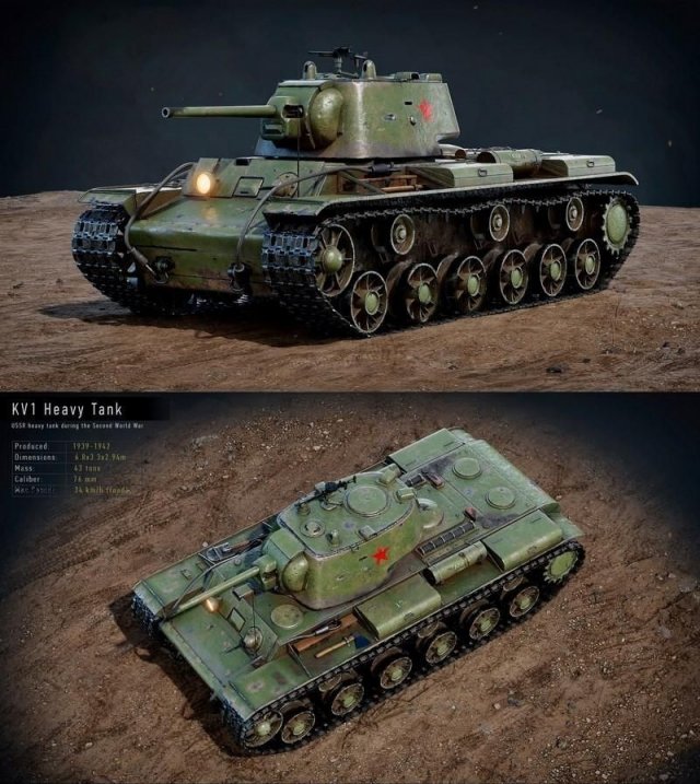 KV-1 Heavy Tank 3Dモデル .c4d .max .obj .3ds .fbx .stl .blend 