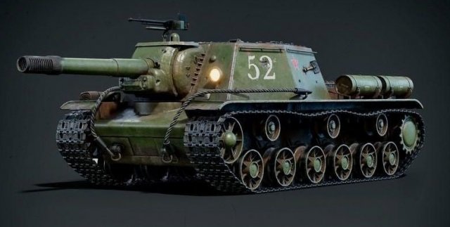 SU-152 Soviet Tank PBR 3D Model .c4d .max .obj .3ds .fbx .lwo .lw .lws