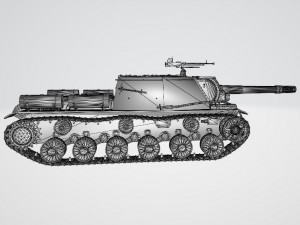 SU-152 Soviet Tank PBR 3D Model