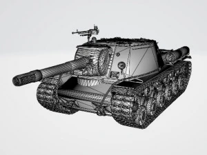 SU-152 Soviet Tank PBR 3D Model