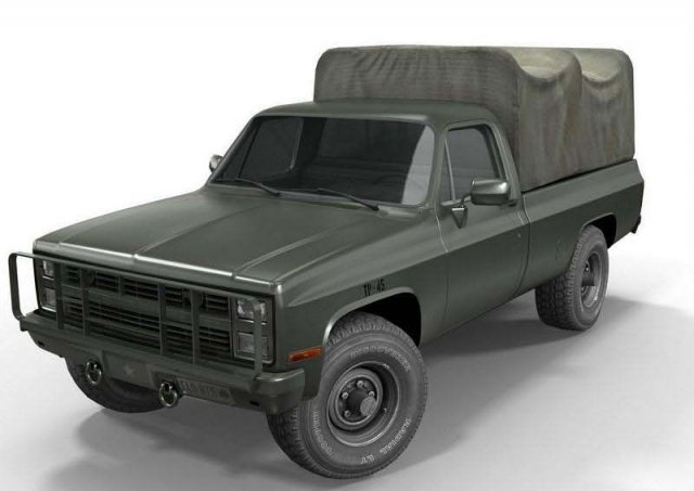 American military truck 3D Model .c4d .max .obj .3ds .fbx .stl .blend 