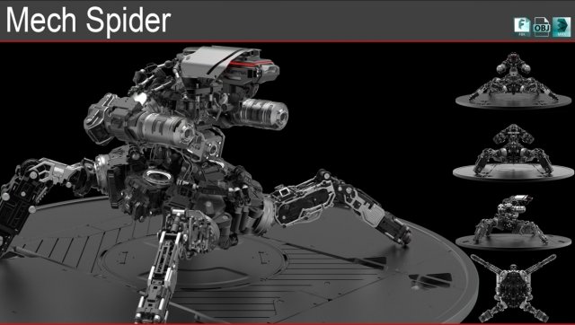 Mech Spider 3Dモデル .c4d .max .obj .3ds .fbx .stl .blend 