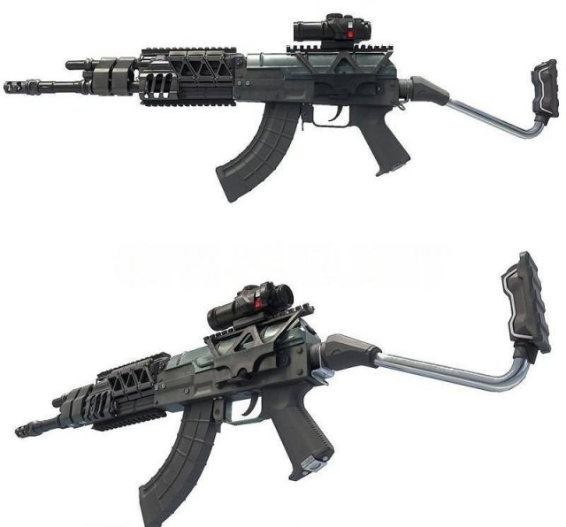 AKM Rifle 3D Model .c4d .max .obj .3ds .fbx .stl .blend 