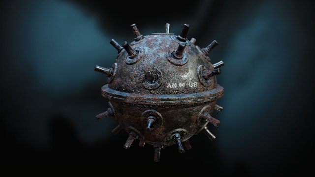 Naval mine 3D 模型 .c4d .max .obj .3ds .fbx .stl .blend 